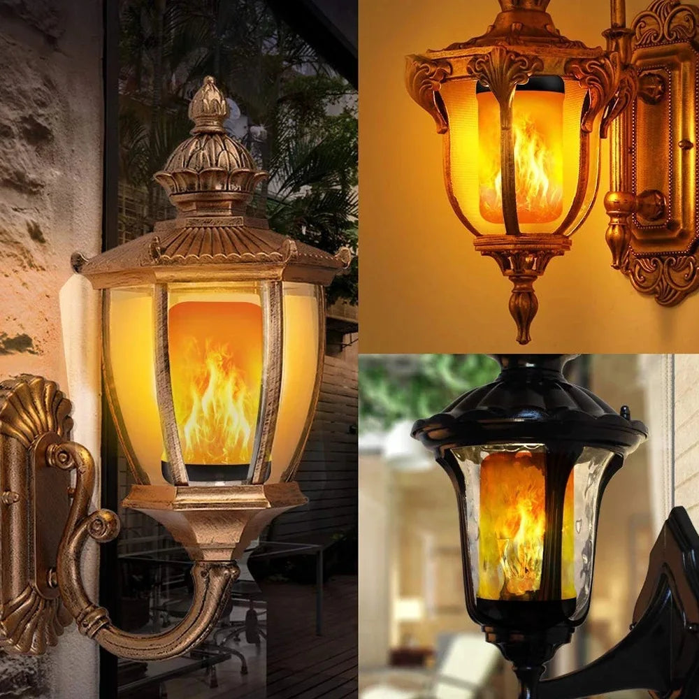 Shopdroplo LED Flame Light Bulb – 4 Modes Flickering Fire Effect for Party, KTV, Garden & Home Decor (E27/B22 Base)