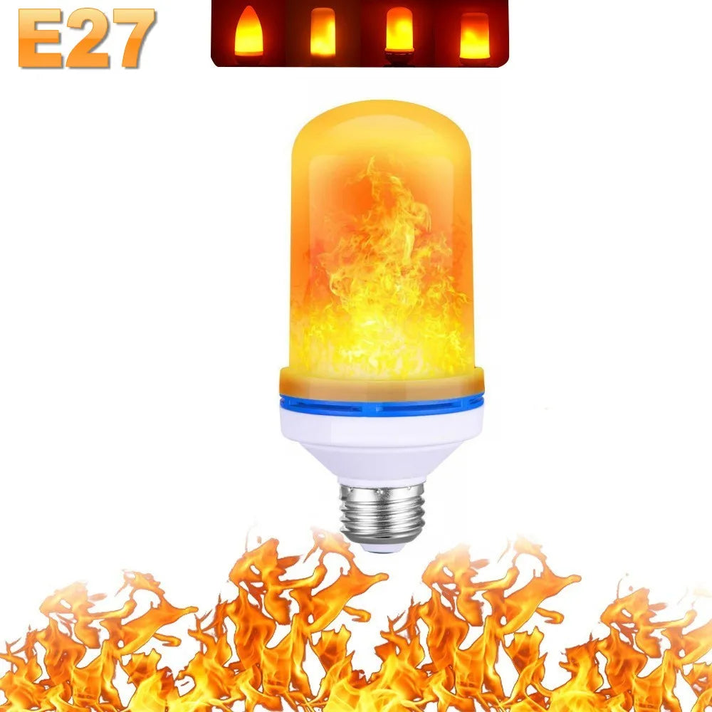 Shopdroplo LED Flame Light Bulb – 4 Modes Flickering Fire Effect for Party, KTV, Garden & Home Decor (E27/B22 Base)