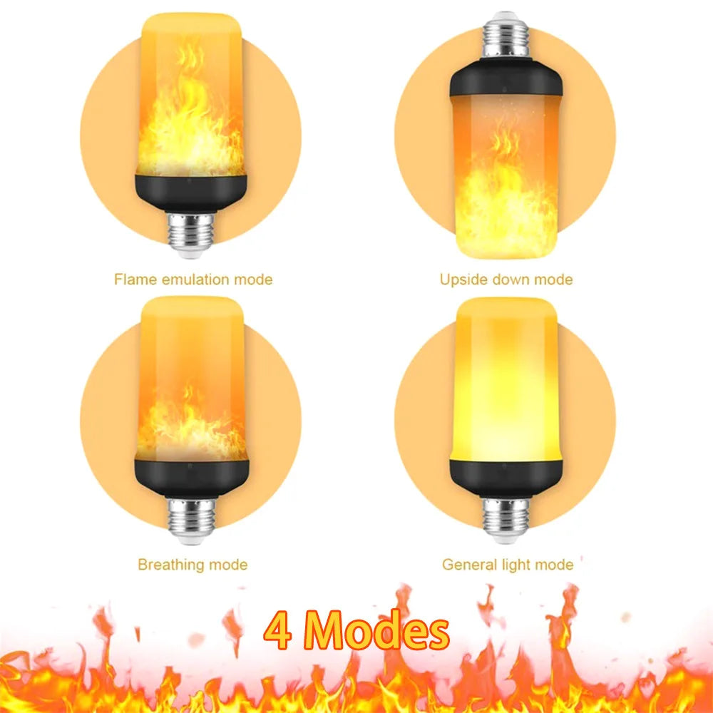 Shopdroplo LED Flame Light Bulb – 4 Modes Flickering Fire Effect for Party, KTV, Garden & Home Decor (E27/B22 Base)