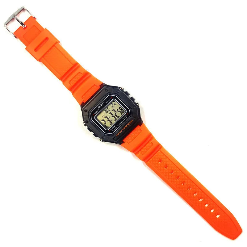 Shopdroplo Men's Waterproof Digital Sports Watch – LED Display, Shock Resistant, Army Green Silicone Strap