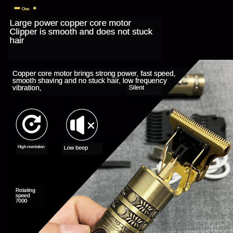 Shopdroplo™ T9 Electric Hair & Beard Clipper – Zero-Gap Trimmer for Men, Cordless Shaving & Haircut Machine