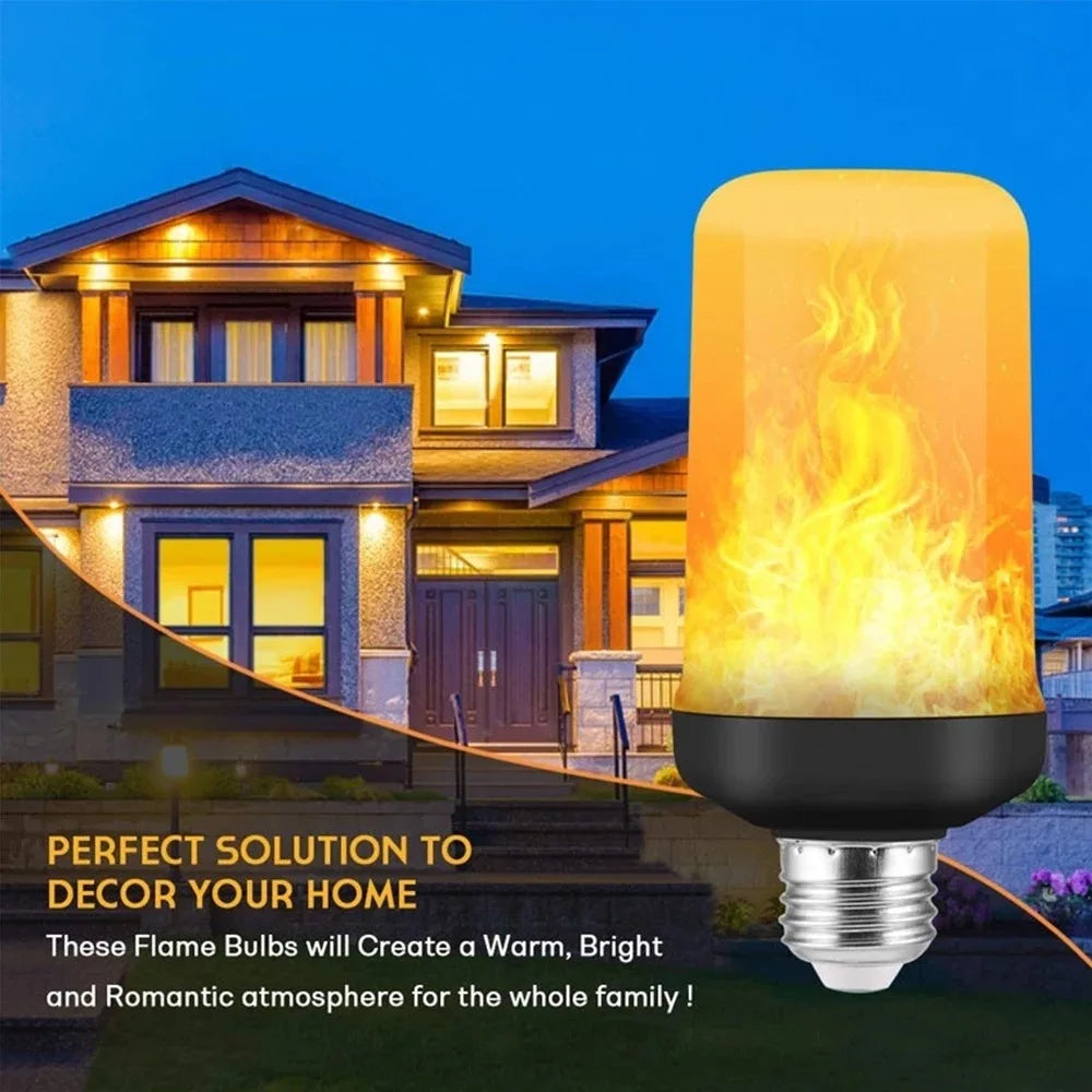 Shopdroplo LED Flame Light Bulb – 4 Modes Flickering Fire Effect for Party, KTV, Garden & Home Decor (E27/B22 Base)