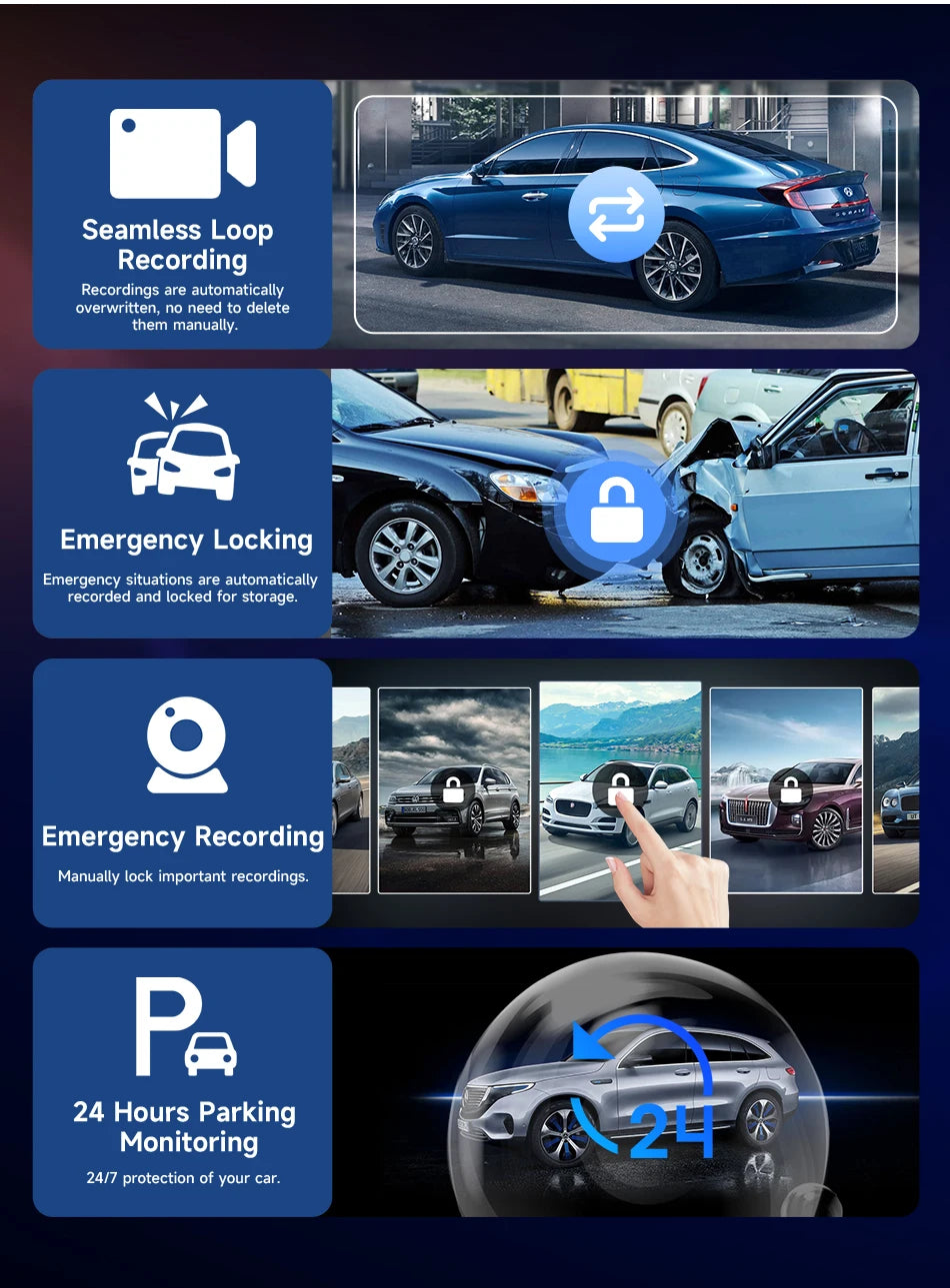 Shopdroplo™ 11.26" 4K Smart Dash Cam with CarPlay, Android Auto, Dual Lens, GPS & Touchscreen Mirror Display