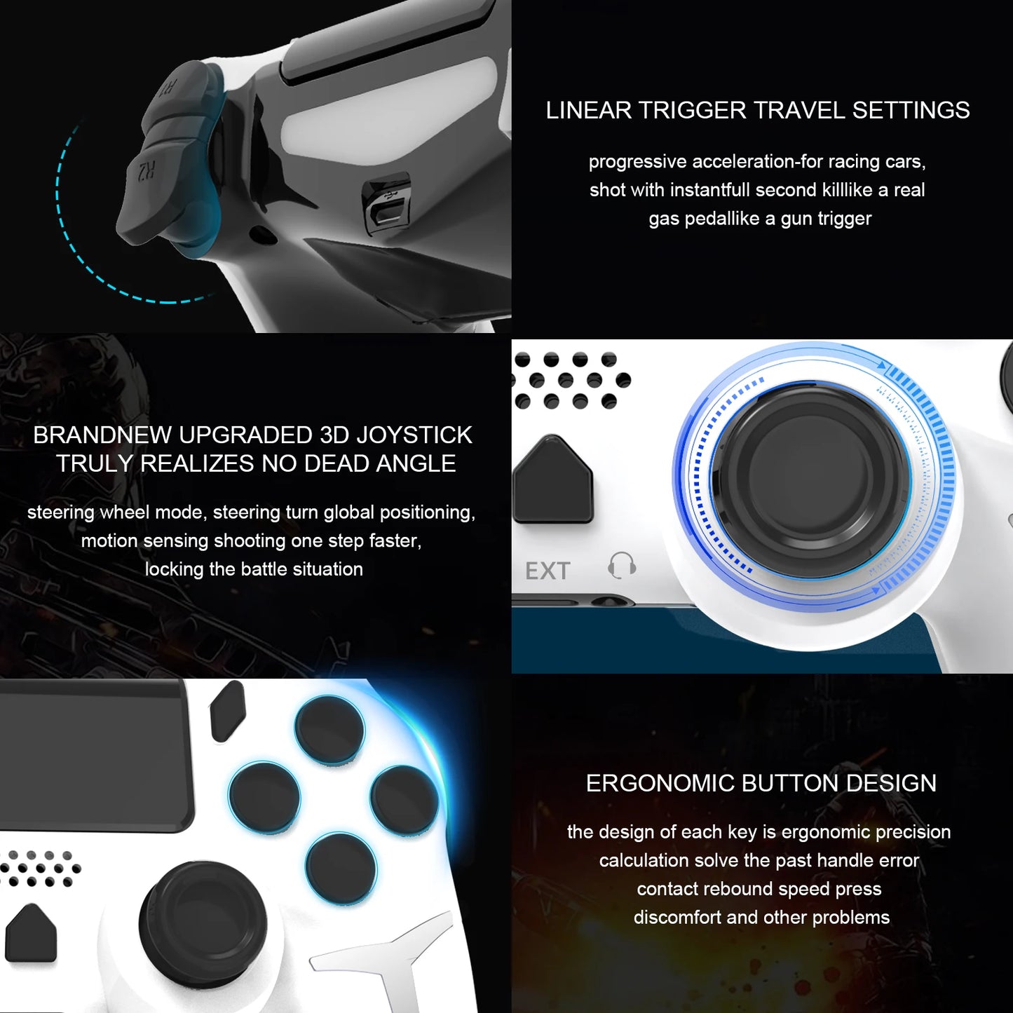 Shopdroplo GAMINJA Wireless Bluetooth Gamepad – Dual Vibration PS4/PS3/PC Controller with Touchpad & 6-Axis Motion Sensor