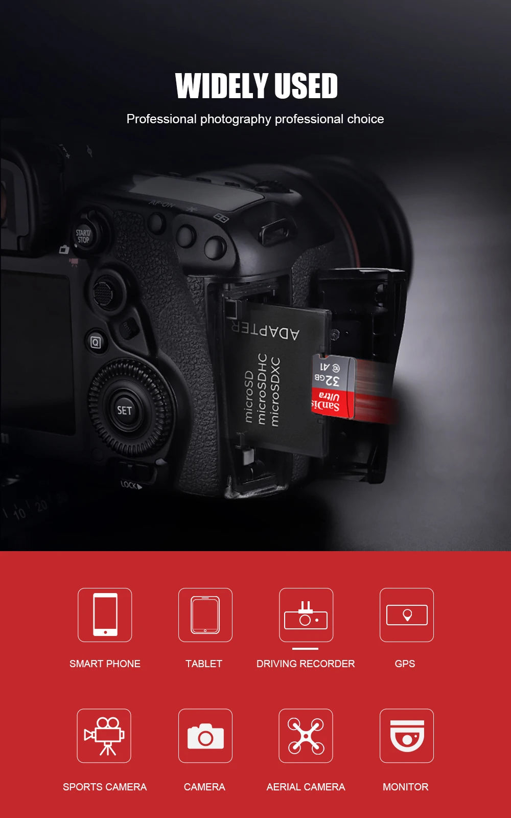 Shopdroplo Original SanDisk Micro SD Card – 32GB/64GB/128GB/256GB TF Memory Card UHS-1 Class 10 for Phone, Camera & PC