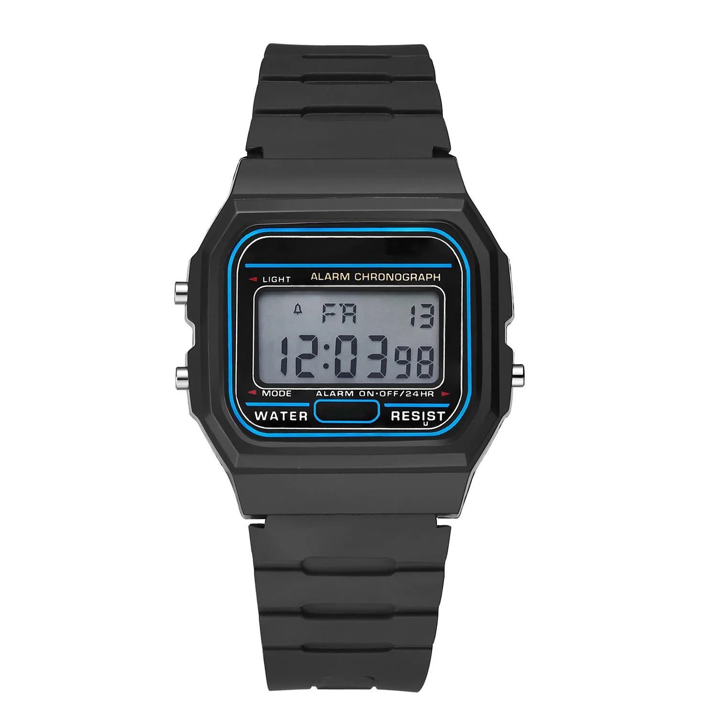 Shopdroplo Men's Waterproof Digital Sports Watch – LED Display, Shock Resistant, Army Green Silicone Strap