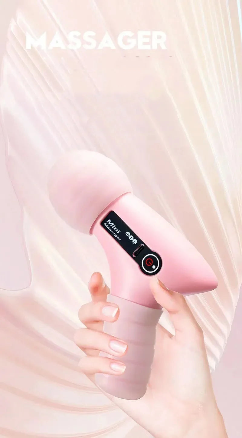 Shopdroplo™ Mini LCD Fascia Massage Gun – 6 Heads Deep Tissue Massager for Neck, Feet & Full Body (USB Rechargeable)