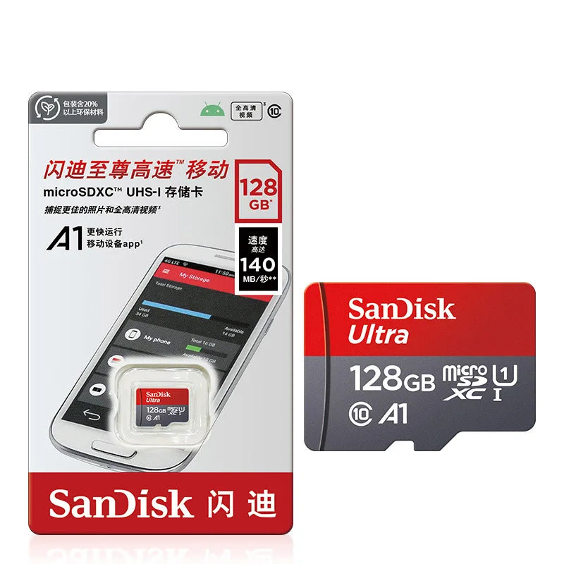 Shopdroplo Original SanDisk Micro SD Card – 32GB/64GB/128GB/256GB TF Memory Card UHS-1 Class 10 for Phone, Camera & PC