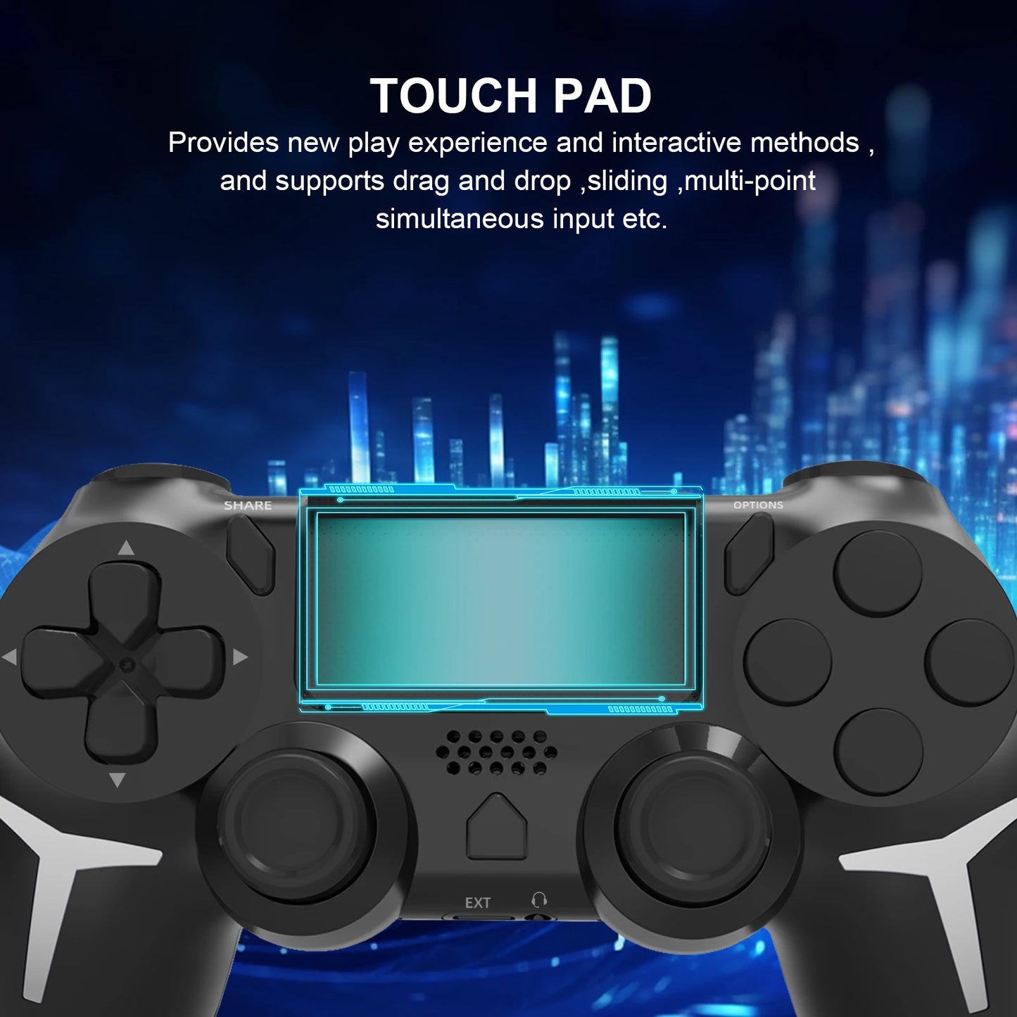 Shopdroplo GAMINJA Wireless Bluetooth Gamepad – Dual Vibration PS4/PS3/PC Controller with Touchpad & 6-Axis Motion Sensor