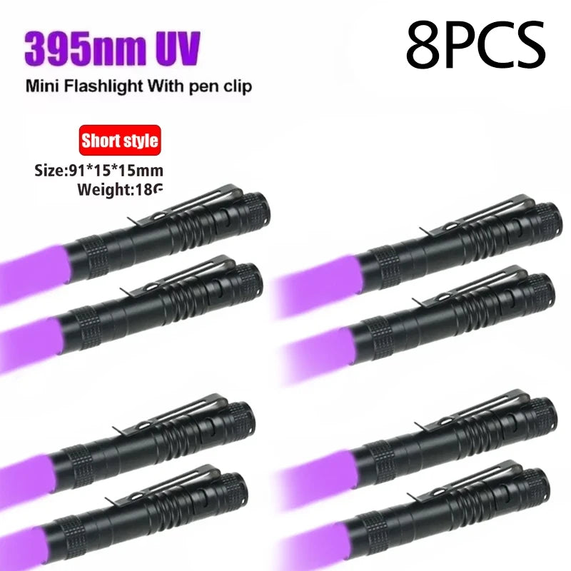 Shopdroplo™ UV Flashlight 395nm – Mini Ultraviolet Torch with Clip for Pet Urine, Scorpion, & Stain Detection