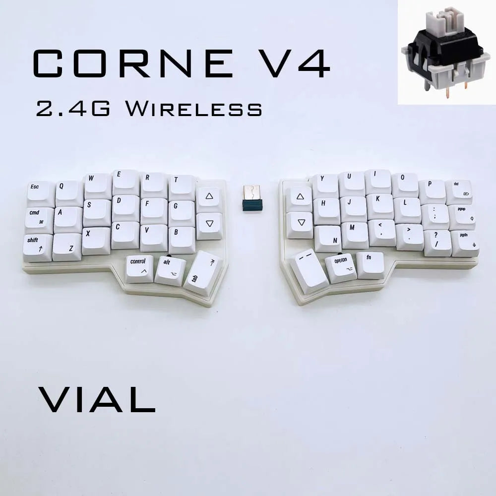 Shopdroplo CORNE V4 Wireless Mechanical Keyboard – Split Ergonomic, Hot-Swappable, 46-Key, VIAL Supported