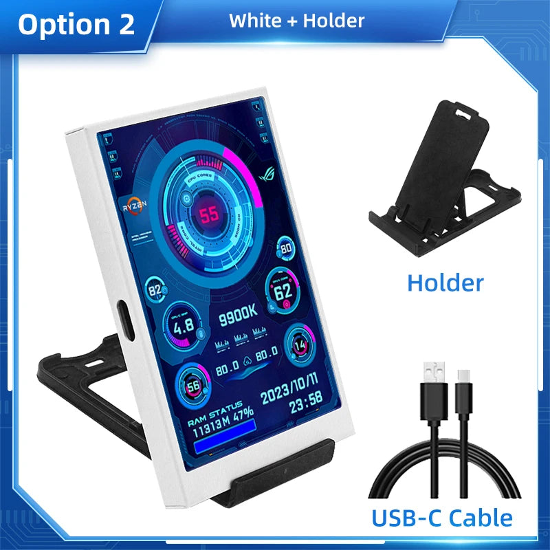 Shopdroplo 3.5-Inch USB Type-C IPS Secondary Monitor – Real-Time CPU GPU RAM Display