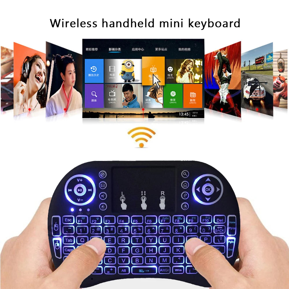 Shopdroplo™ i8 2.4G Wireless Air Mouse & Backlit Mini Keyboard – Touchpad Remote for PC, Laptop, Android TV Box
