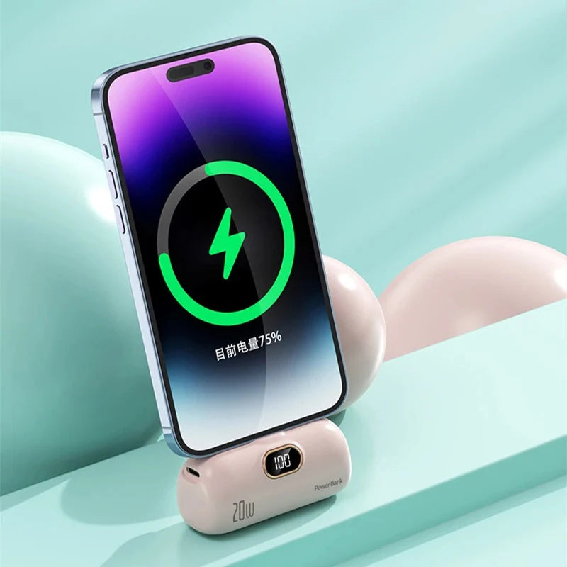 Shopdroplo™ 30000mAh Capsule Power Bank – Mini Fast Charger for iPhone, Samsung, Xiaomi, Huawei & More