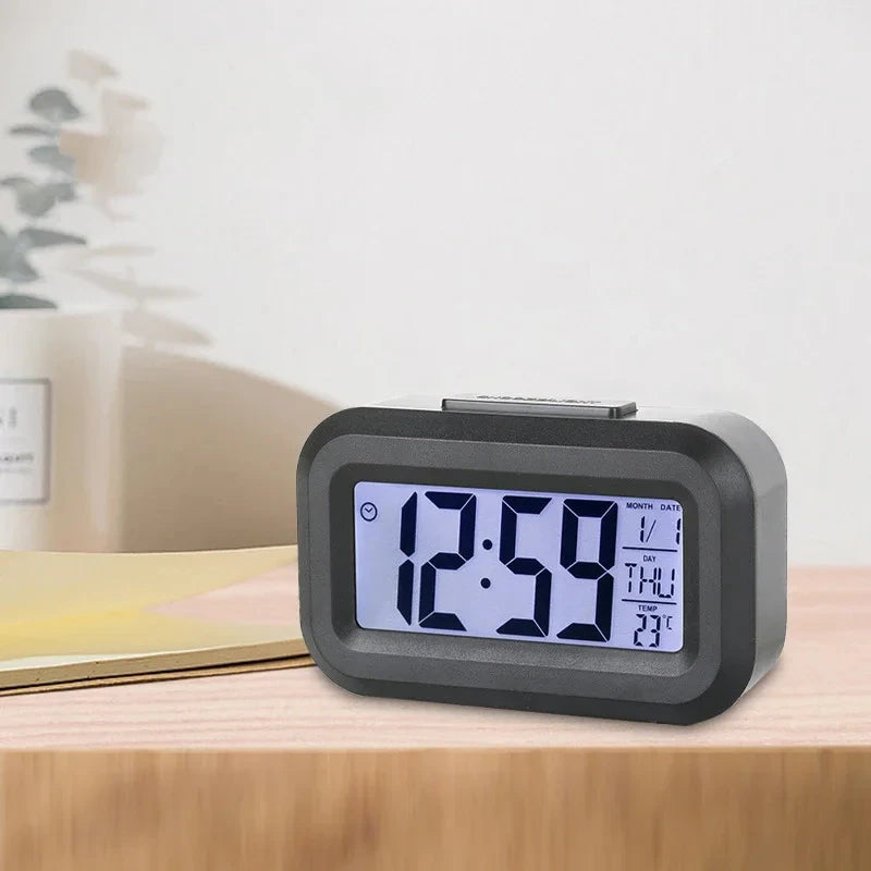 Shopdroplo LED Digital Alarm Clock – Backlight, Snooze, Temperature, Calendar, Multifunction Desktop Time Display
