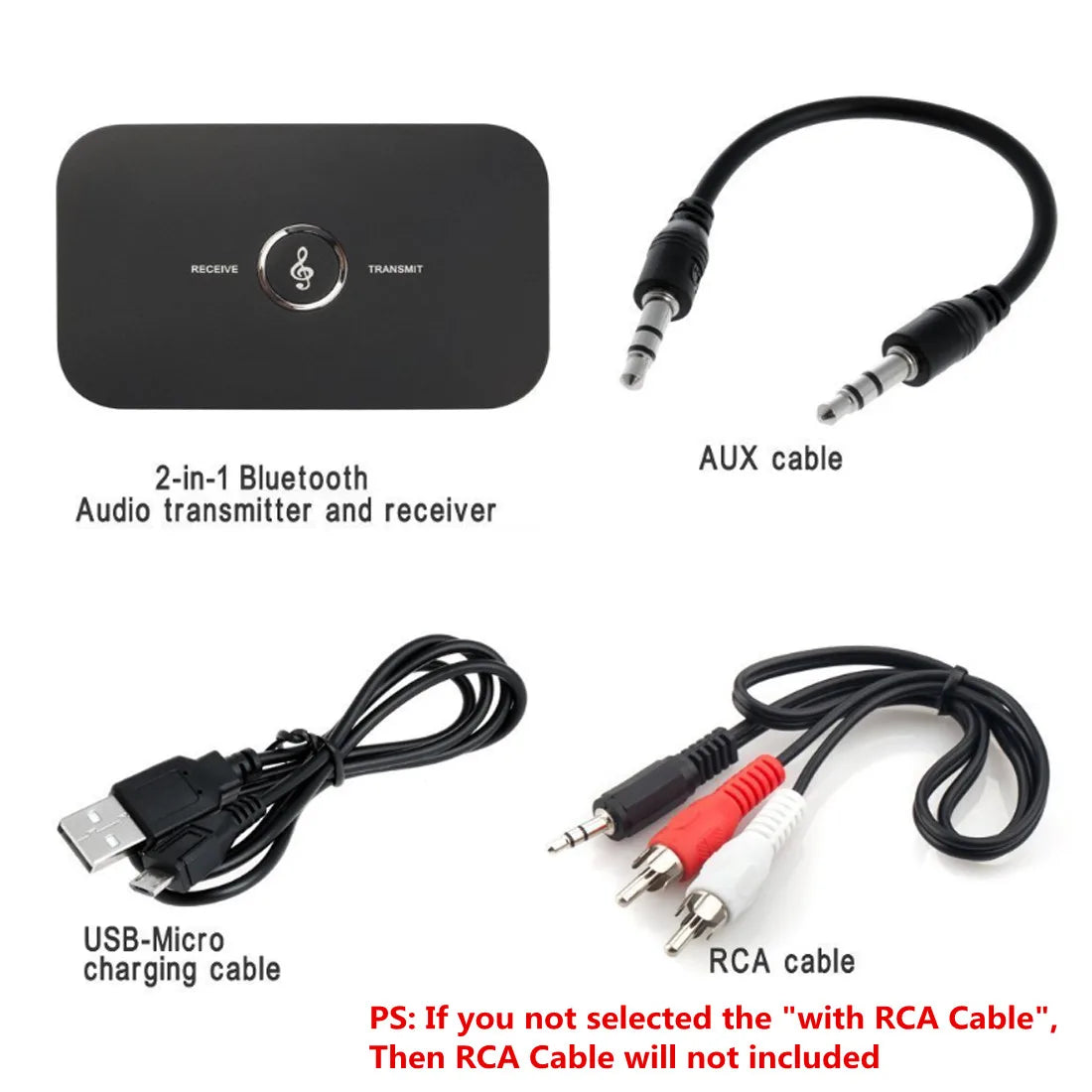 Shopdroplo Bluetooth 5.0 Audio Transmitter & Receiver – 2-in-1 Wireless Adapter with 3.5mm AUX & RCA for Car, TV, PC, Speaker