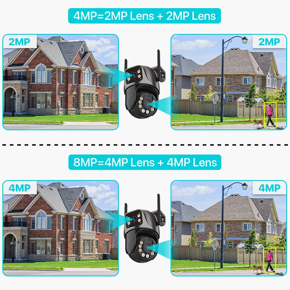 Shopdroplo™ 4K 8MP WiFi PTZ Outdoor Security Camera – Dual Lens, AI Auto Tracking, Night Vision, IP66 Waterproof