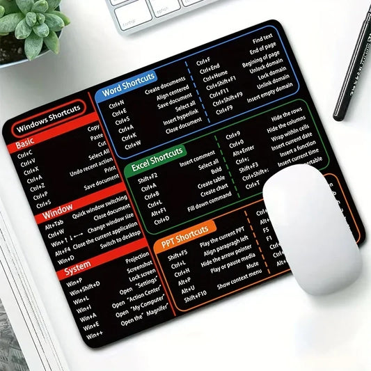 Shopdroplo™ Office Shortcut Key Mouse Pad – Excel, Word, PowerPoint Commands at Your Fingertips (22×18cm)
