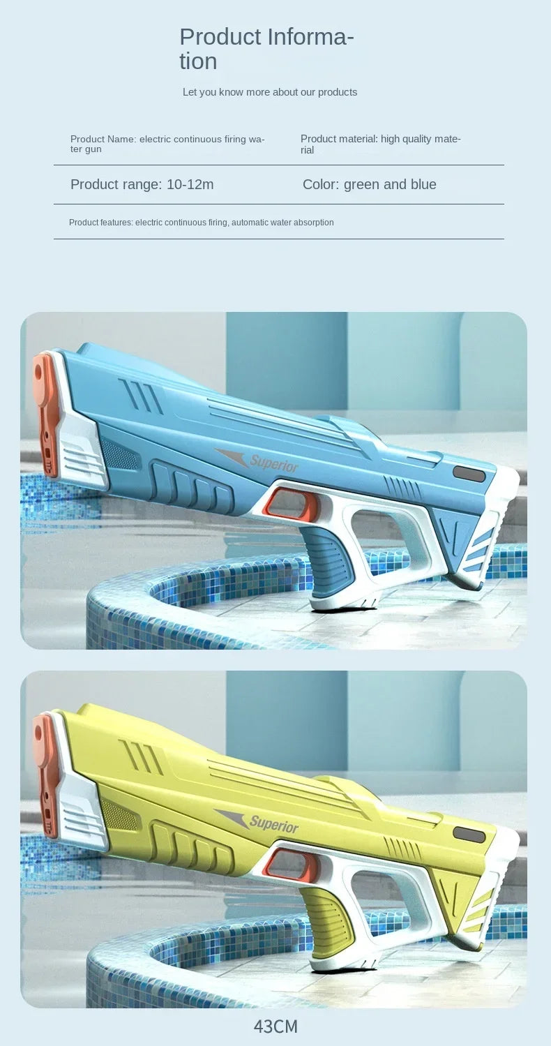 Shopdroplo™ 43cm Full Electric Water Gun – Auto-Fire Toy for Kids (Summer Fun Edition)