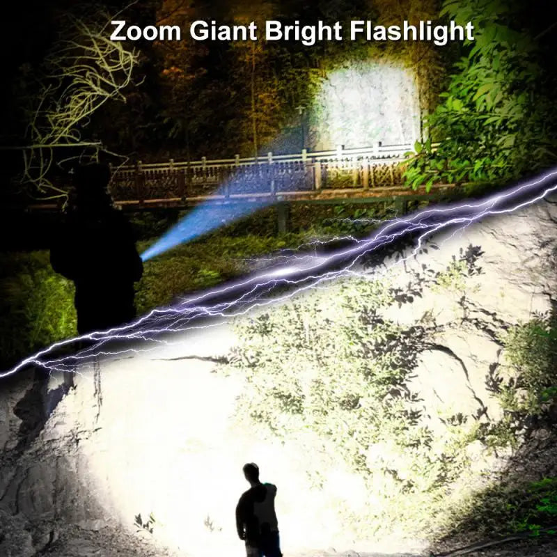 Shopdroplo Powerful LED Flashlight – 100000 Lumens USB Rechargeable Waterproof Zoom Torch for Outdoor Hunting, Camping & Fishing