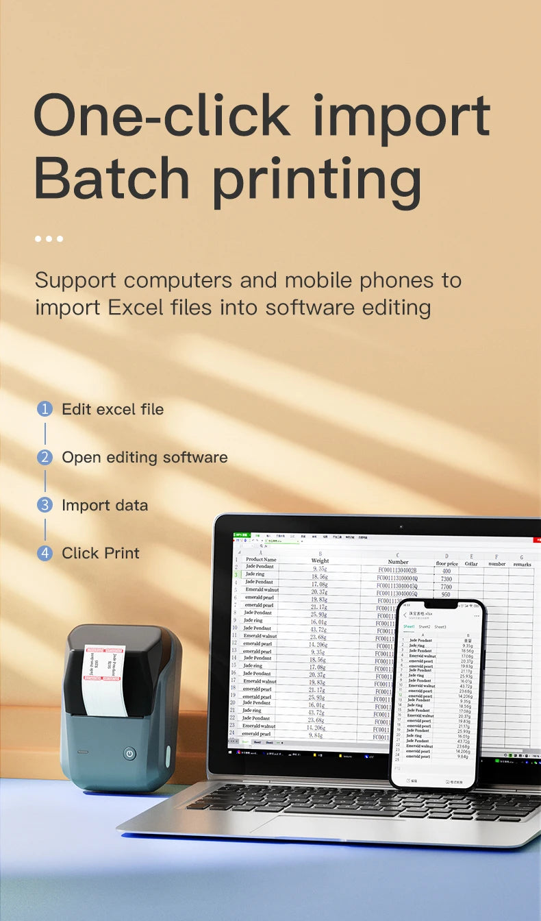 Shopdroplo Mini Label Thermal Printer Niimbot B1 Portable Bluetooth Sticker & Tag Printer