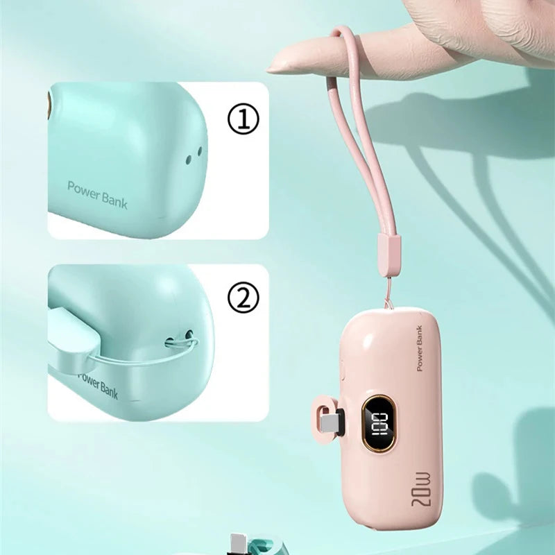 Shopdroplo™ 30000mAh Capsule Power Bank – Mini Fast Charger for iPhone, Samsung, Xiaomi, Huawei & More
