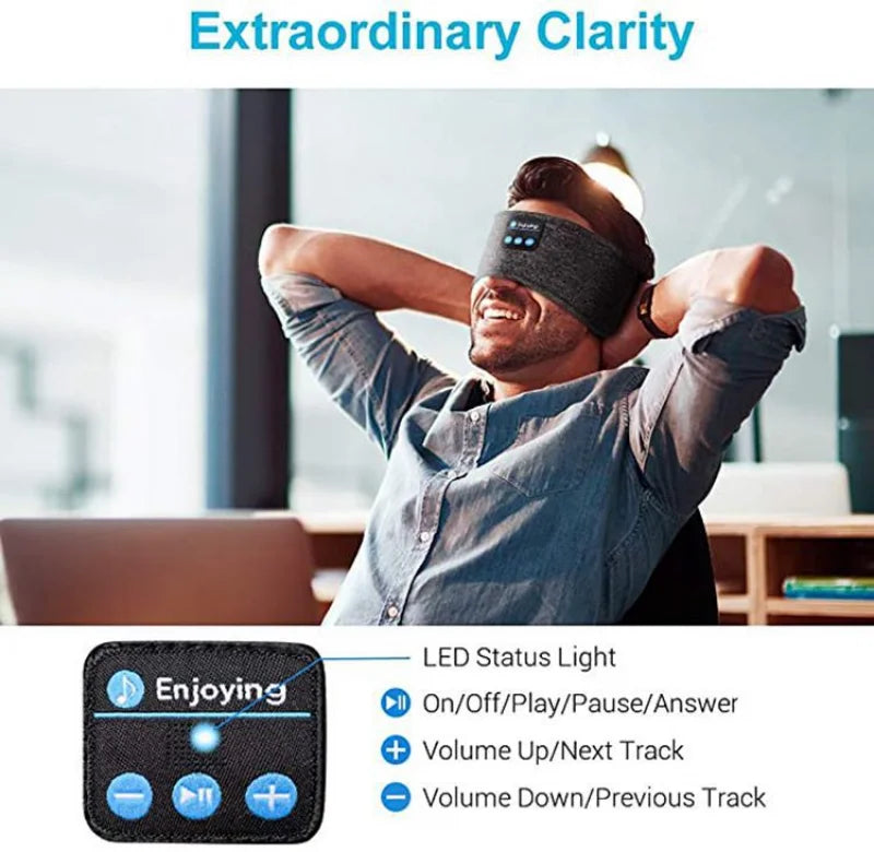 Shopdroplo Fone Bluetooth Earphones Sports Sleeping Headband Wireless Music Eye Mask