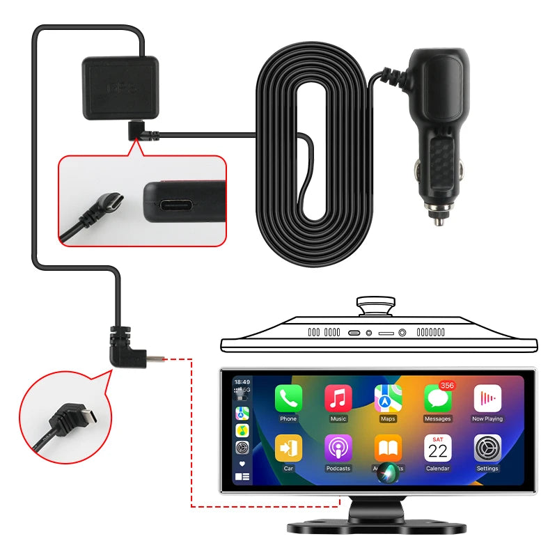 Shopdroplo™ 11.26" 4K Smart Dash Cam with CarPlay, Android Auto, Dual Lens, GPS & Touchscreen Mirror Display