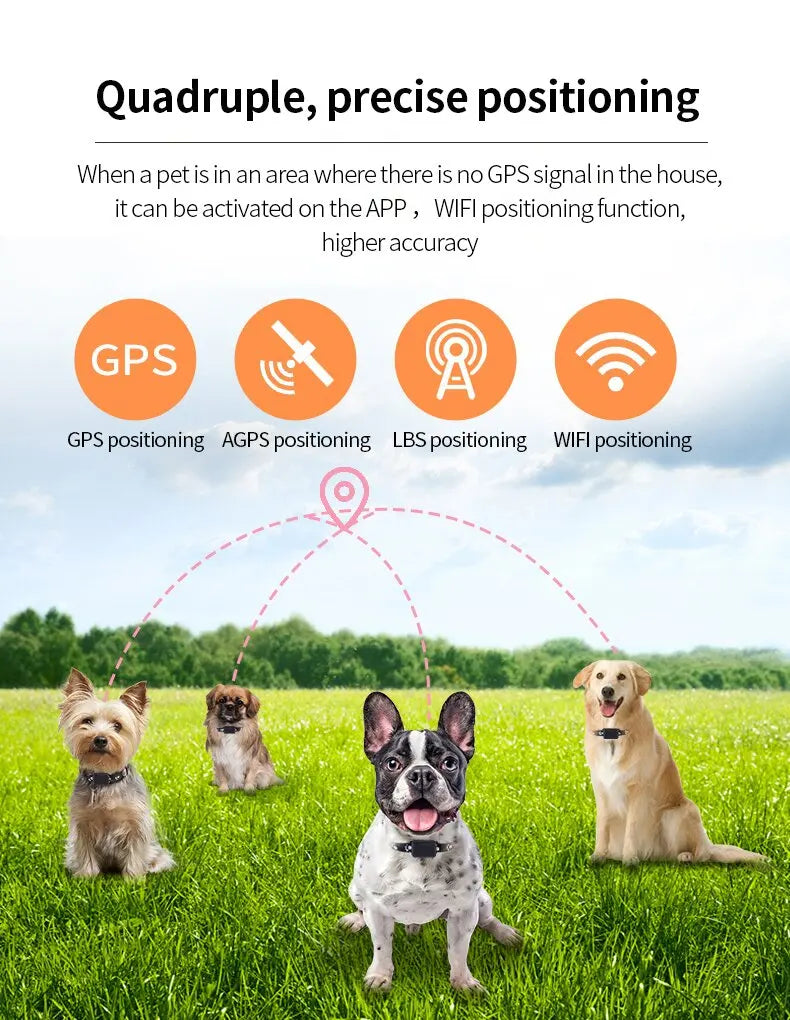 Shopdroplo Waterproof Pet GPS Tracker – Real-Time Location, Adjustable Collar, Remote Control Locator for Cats & Dogs (GSM, AGPS)