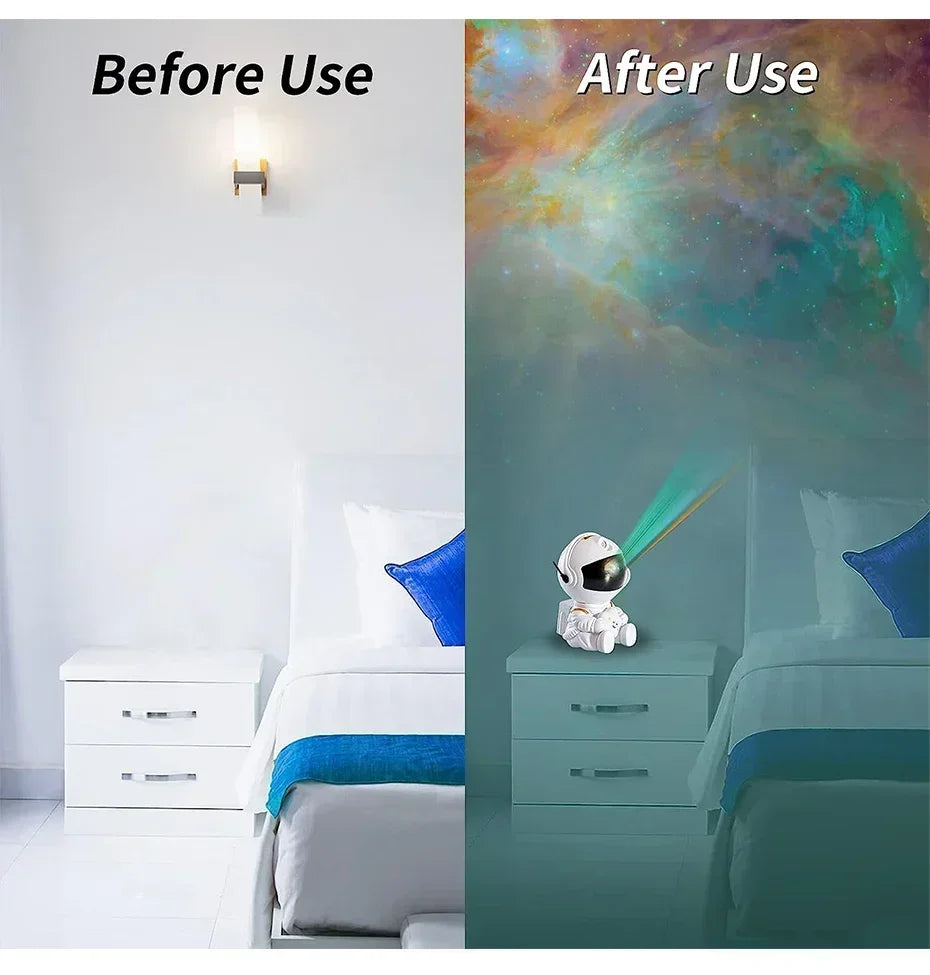 Shopdroplo Astronaut Star Projector Galaxy Night Light – LED Nebula Ceiling Lamp for Bedroom, Home Decoration & Kids Gift