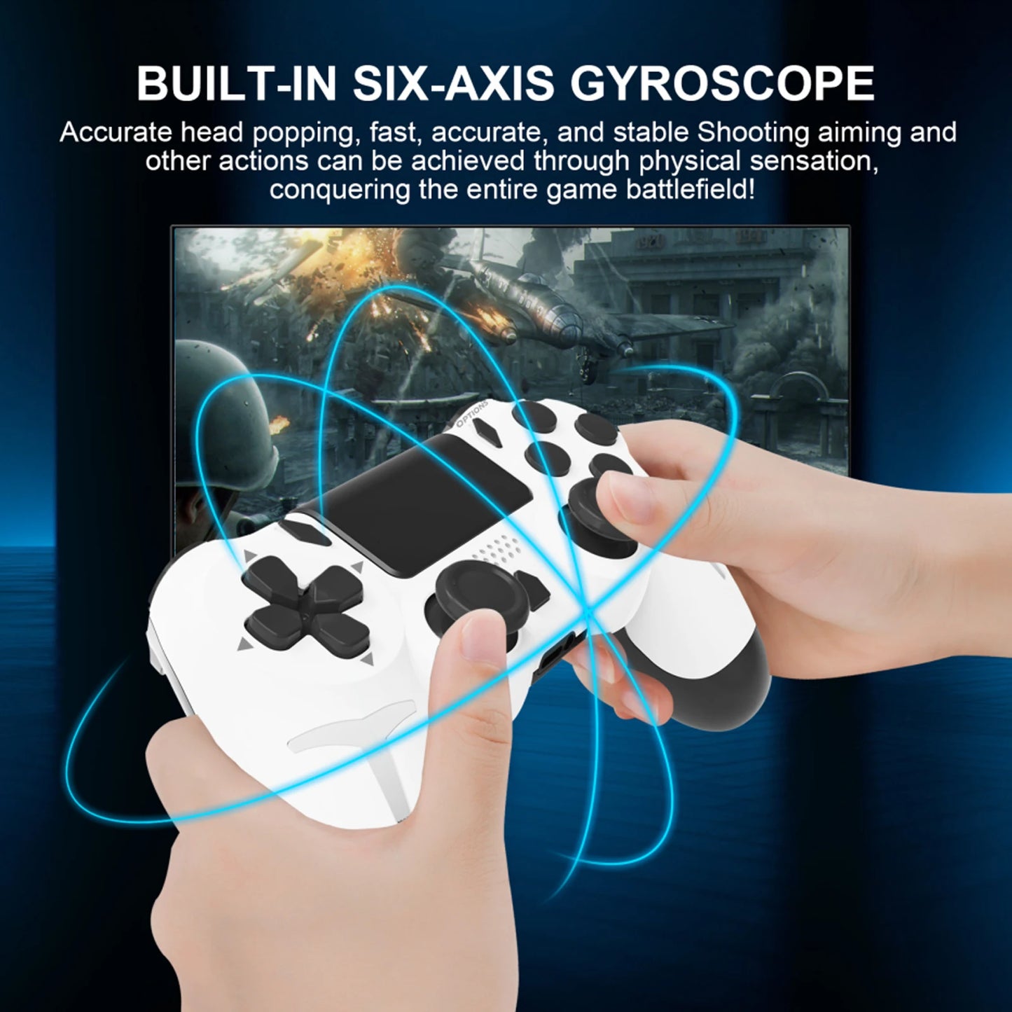 Shopdroplo GAMINJA Wireless Bluetooth Gamepad – Dual Vibration PS4/PS3/PC Controller with Touchpad & 6-Axis Motion Sensor
