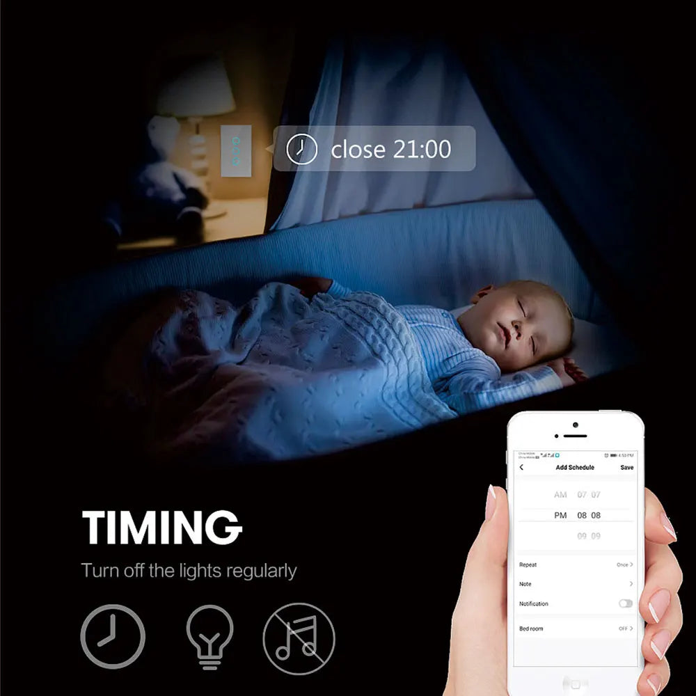 Shopdroplo™ Tuya Smart WiFi Wall Switch – No Neutral Wire, Voice-Controlled, RF433 Touch Sensor for Smart Homes