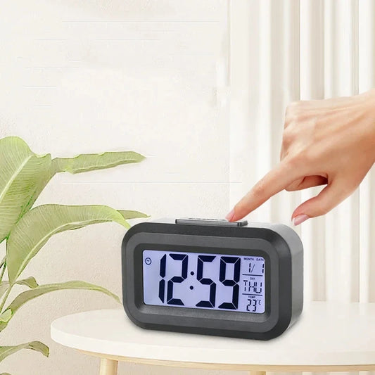 Shopdroplo LED Digital Alarm Clock – Backlight, Snooze, Temperature, Calendar, Multifunction Desktop Time Display