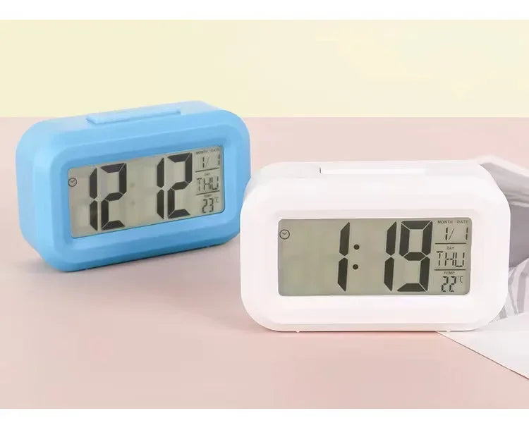 Shopdroplo LED Digital Alarm Clock – Backlight Snooze Calendar Thermometer Desktop Table Clock