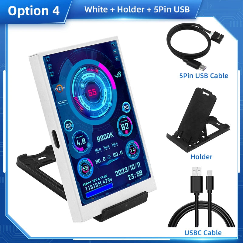 Shopdroplo 3.5-Inch USB Type-C IPS Secondary Monitor – Real-Time CPU GPU RAM Display