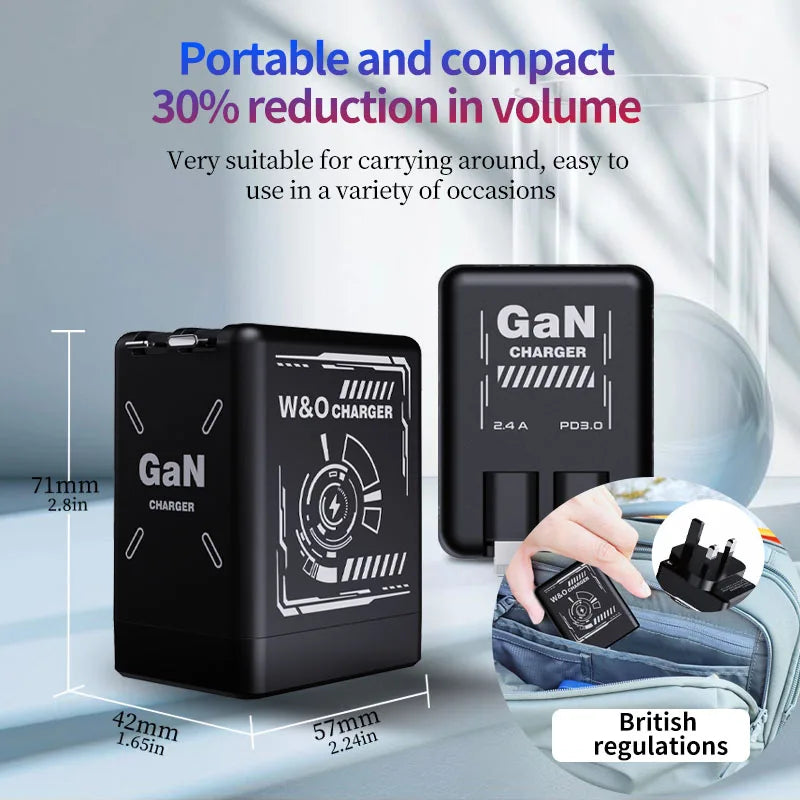 Shopdroplo™ W&O GaN 20W Fast Charger with Liquid Silicone Cable – Type C & Lightning for iPhone/Xiaomi