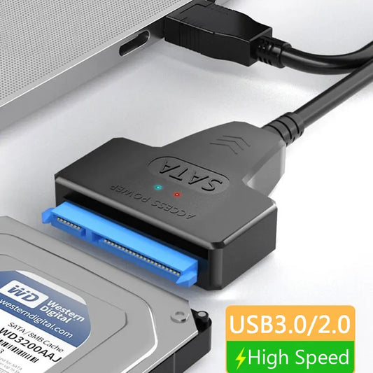 Shopdroplo™ SATA to USB 3.0/2.0 Cable – 6Gbps High-Speed Adapter for 2.5” HDD/SSD