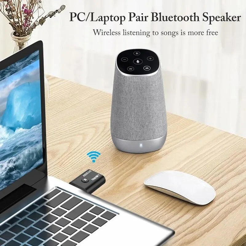 Shopdroplo Bluetooth 5.0 Audio Transmitter & Receiver – Wireless 3.5mm AUX & RCA USB Dongle Adapter for TV, Car, Speakers & Headphones