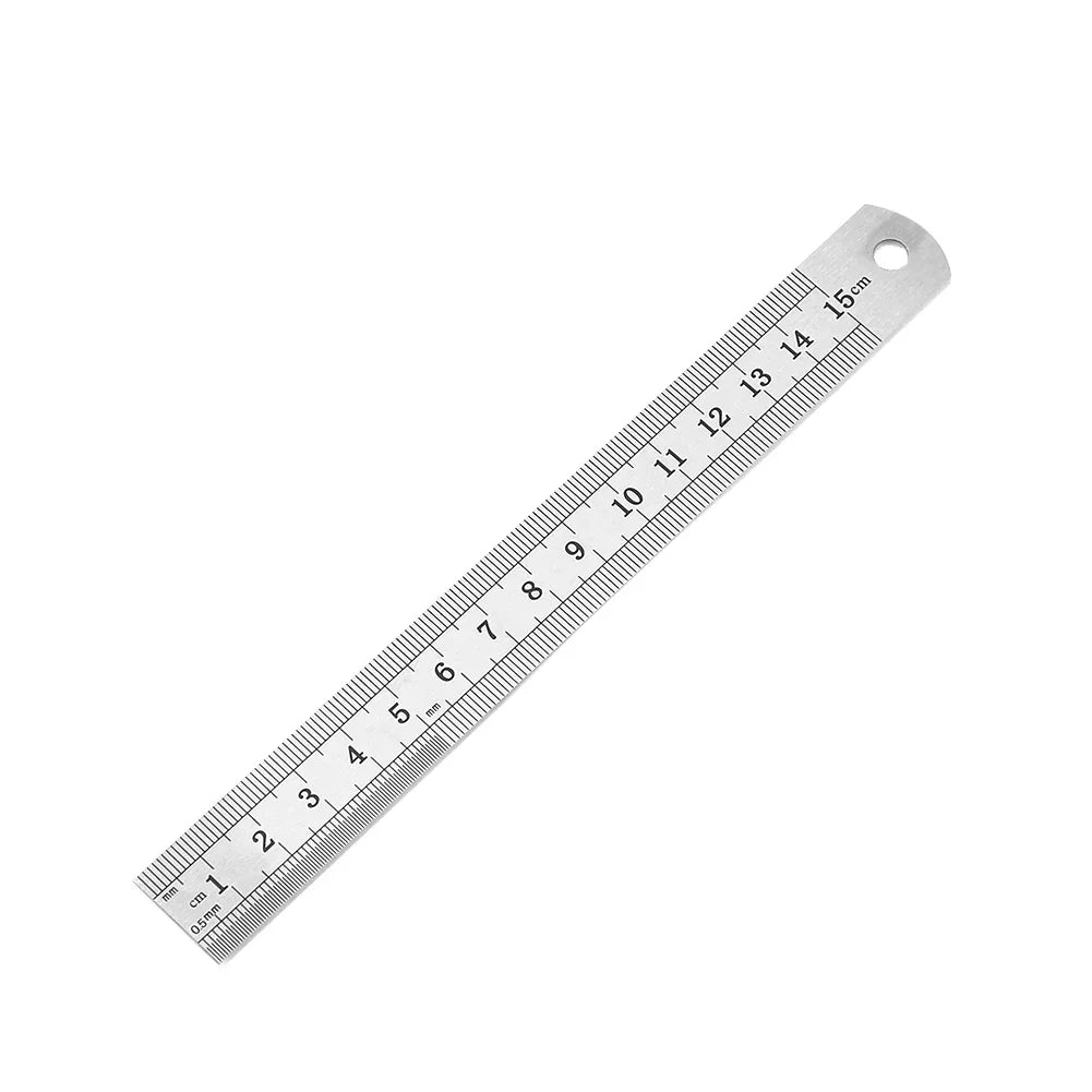 Shopdroplo Stainless Steel Double-Sided Precision Ruler – Metric & Imperial Measuring Tool (15cm to 50cm)