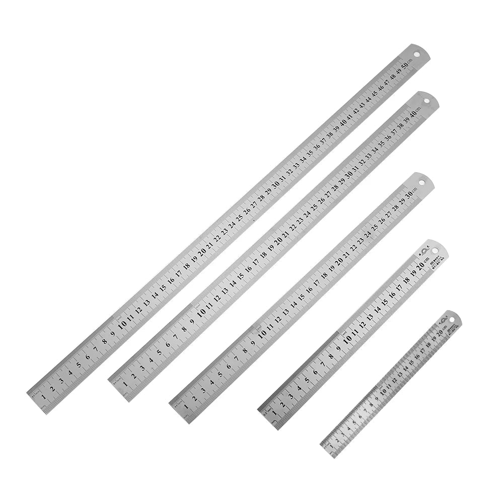 Shopdroplo Stainless Steel Double-Sided Precision Ruler – Metric & Imperial Measuring Tool (15cm to 50cm)