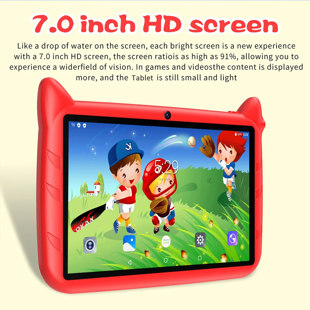 Shopdroplo™ 7" Android 13 Kids Tablet – 4GB+64GB, 1TB Expandable, Dual Camera, WiFi, Parental Controls & Educational Apps