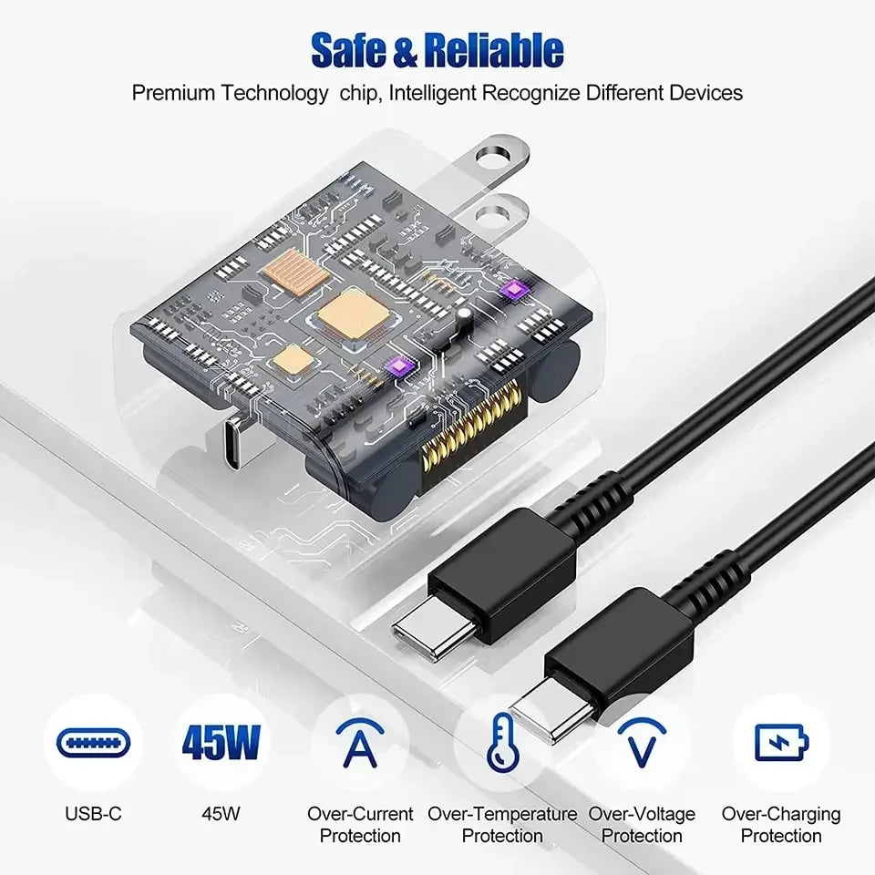 Shopdroplo 45W PD USB-C Fast Charger – High-Speed Wall Adapter for Samsung, iPhone 15, Xiaomi & More