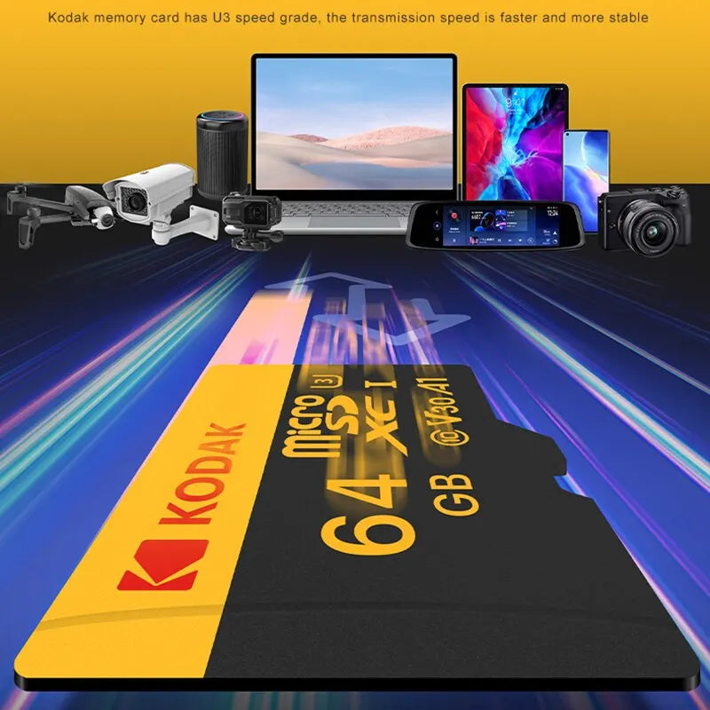 Shopdroplo™ Kodak MicroSD Memory Card – Up to 512GB U3 V30 TF Card for 4K Video, Phones, Cameras & Drones