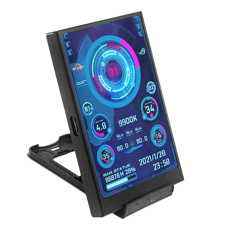 Shopdroplo 3.5-Inch USB Type-C IPS Secondary Monitor – Real-Time CPU GPU RAM Display