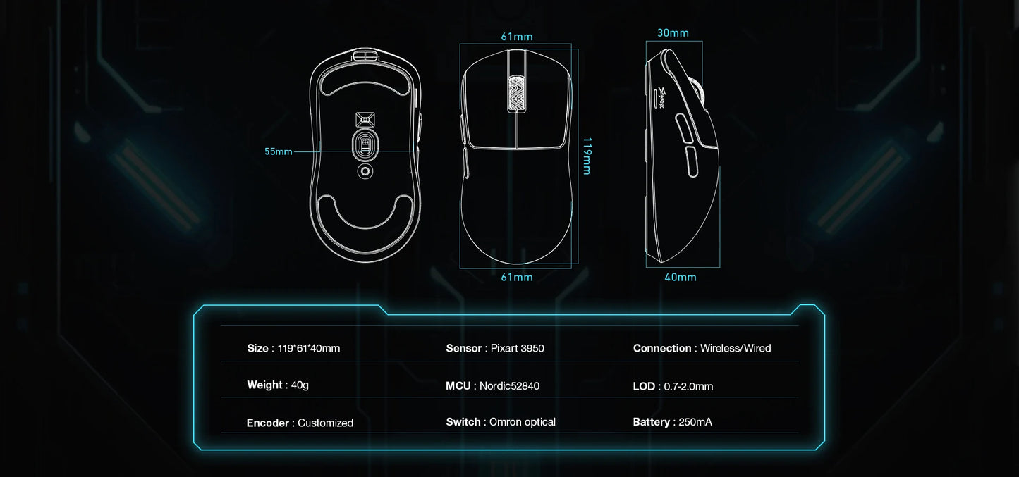 Shopdroplo SCYROX V6 Wireless Gaming Mouse – Pixart 3950 Sensor, Omron Switches, 8K Dongle, Web-Based Software