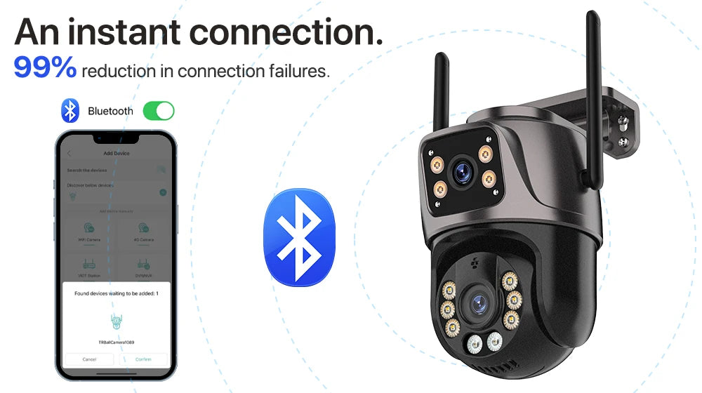 Shopdroplo™ 4K 8MP WiFi PTZ Outdoor Security Camera – Dual Lens, AI Auto Tracking, Night Vision, IP66 Waterproof