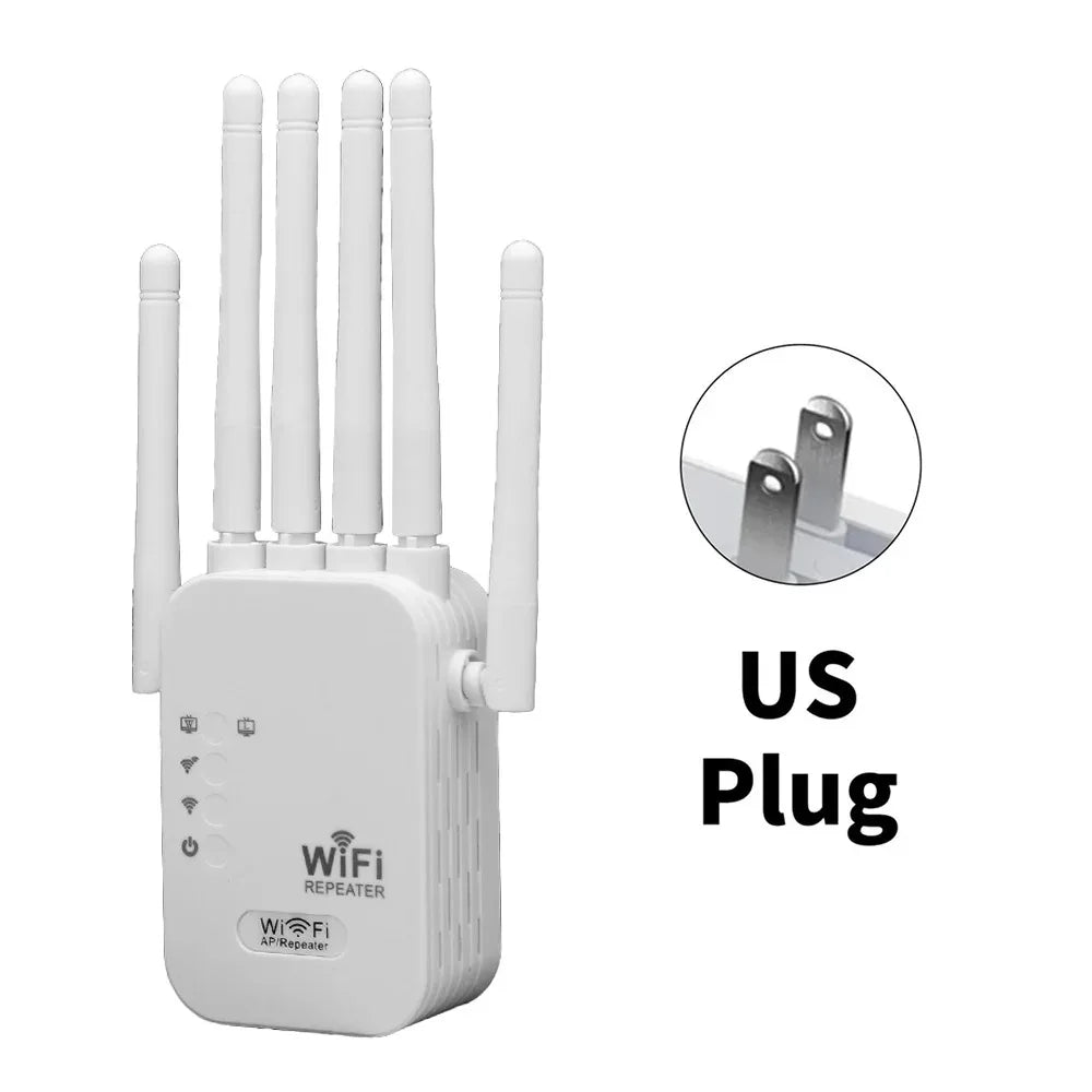 Shopdroplo 1200Mbps Dual Band WiFi Repeater – 2.4G & 5G Wireless Signal Booster with 6 High Gain Antennas