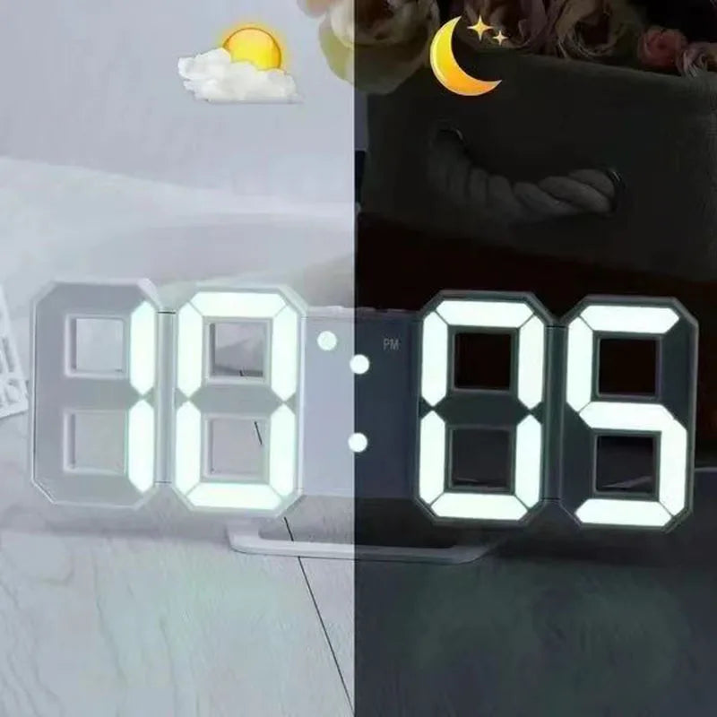 Shopdroplo 3D LED Digital Wall Clock – Glow Night Mode, Adjustable Brightness, Modern Home Decor (230mm)