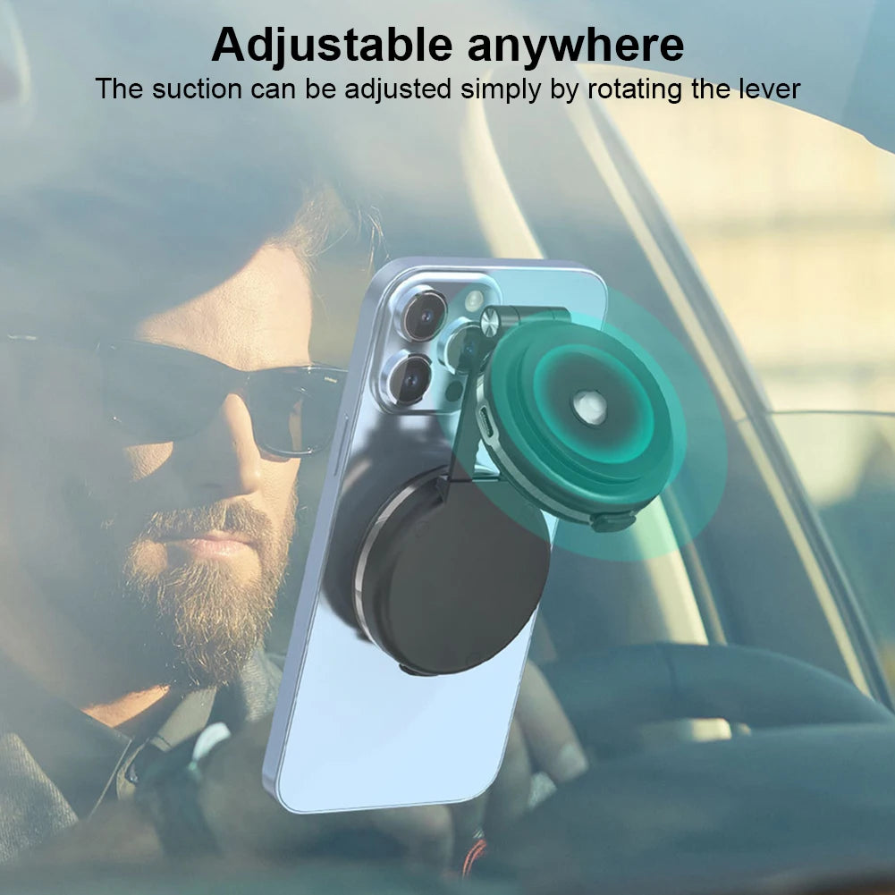 Shopdroplo 360° Adjustable Magnetic Car Phone Holder Stand – Dual-Sided Vacuum Suction Cup Bracket for iPhone, Xiaomi & More