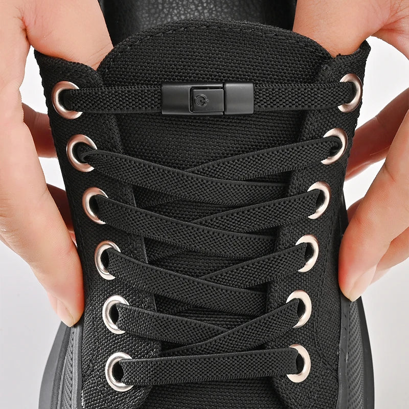 Shopdroplo™ No-Tie Elastic Shoe Laces – 8mm Flat Press Lock Shoelaces for Adults & Kids (1 Pair)